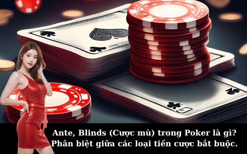 Ante, Blinds (Cược mù) trong Poker là gì? Phân biệt giữa các loại tiền cược bắt buộc.